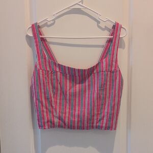 Copper Key Pink Striped Square-Neck Crop Top